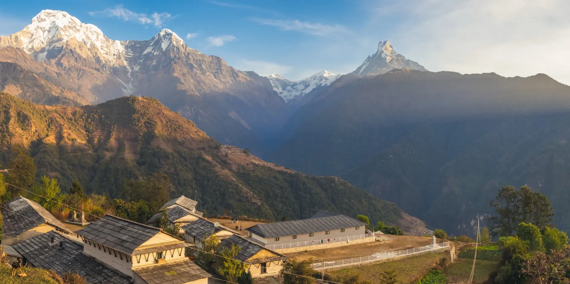 Kathmandu to Ghandruk Private Jeep hire -Nepal Valley Landscape Kathmandu to Ghandruk Private Jeep hire -mountain peak with clear blue sky in the Himalayas