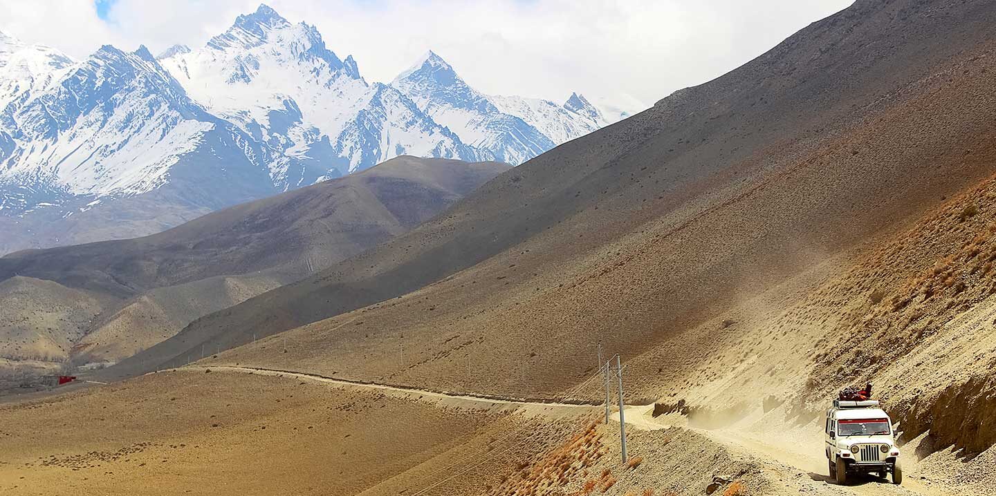 Scenic Himalayan River Valley Trekking Route with Off-Road 4WD Himalayan Jeep in Nepal 4WD Himalayan Jeep in Nepal