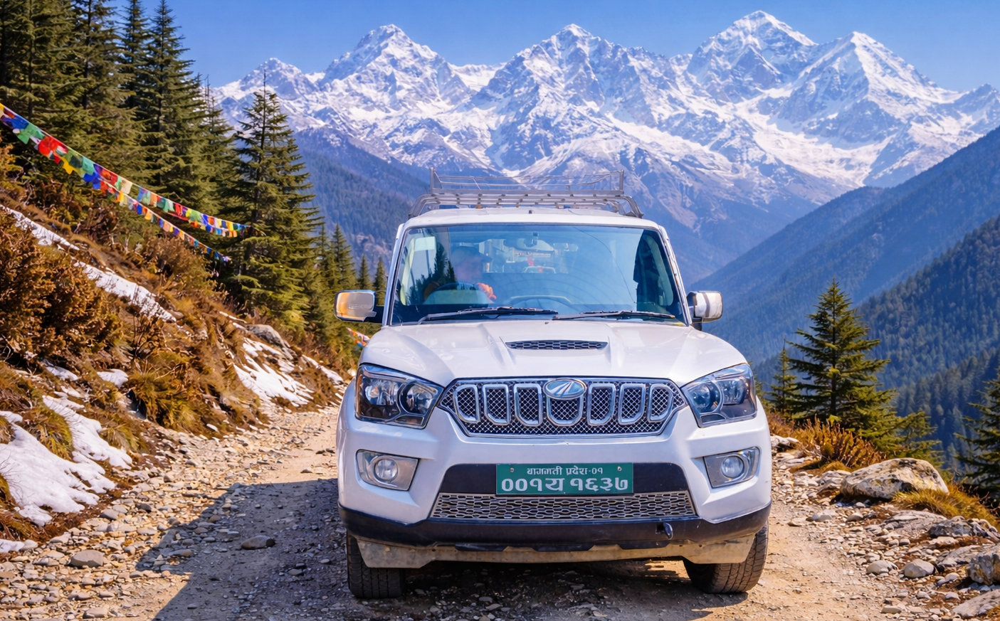 Scenic Himalayan River Valley Trekking Route with Off-Road 4WD Himalayan Jeep in Nepal 4WD Himalayan Jeep in Nepal
