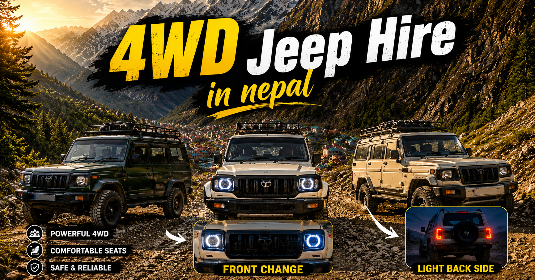 Scenic Himalayan River Valley Trekking Route with Off-Road Pokhara to Ulleri Jeep Service Pokhara to Ulleri Jeep Service