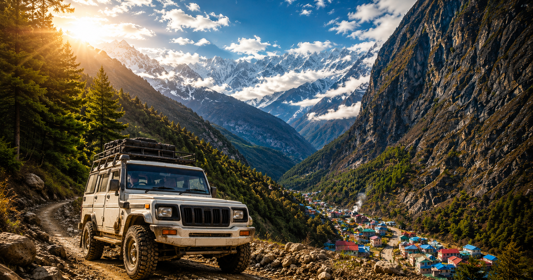 Scenic Himalayan River Valley Trekking Route with Off-Road Pokhara to Ghasa Jeep Service Pokhara to Ghasa Jeep Service