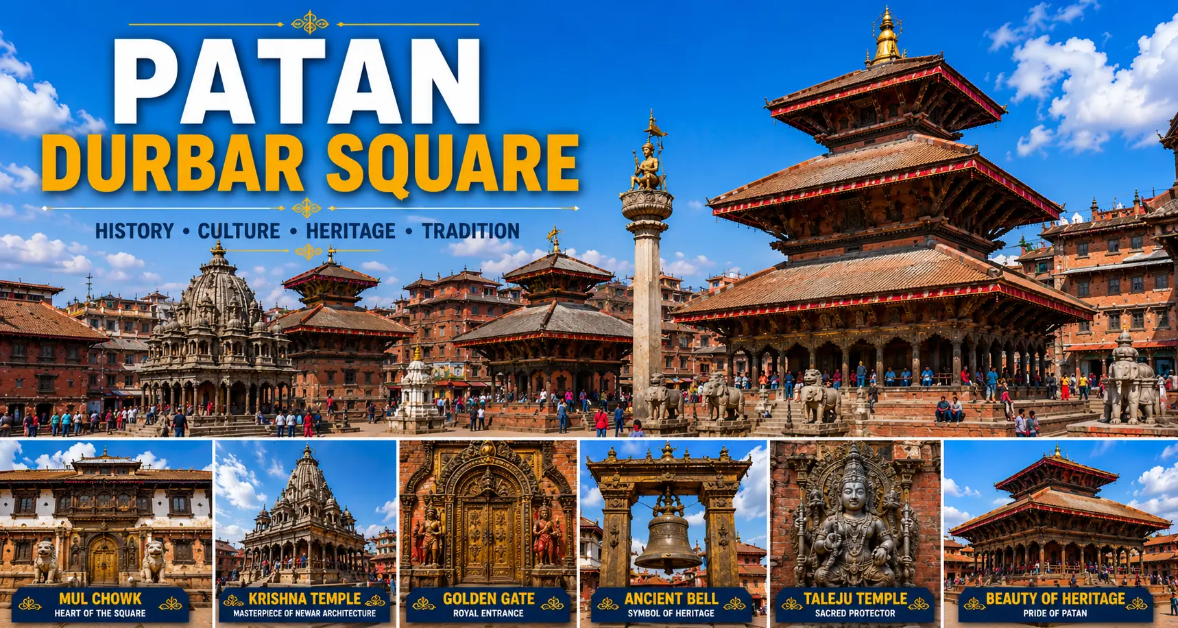 Patan Durbar Square Lalitpur Nepal Patan Durbar Square featuring historic temples and Newari architecture in Lalitpur.