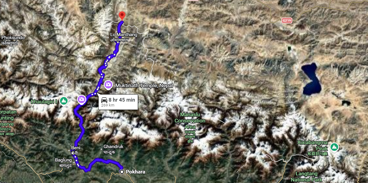 Pokhara to Mustang Border Route Jeep
