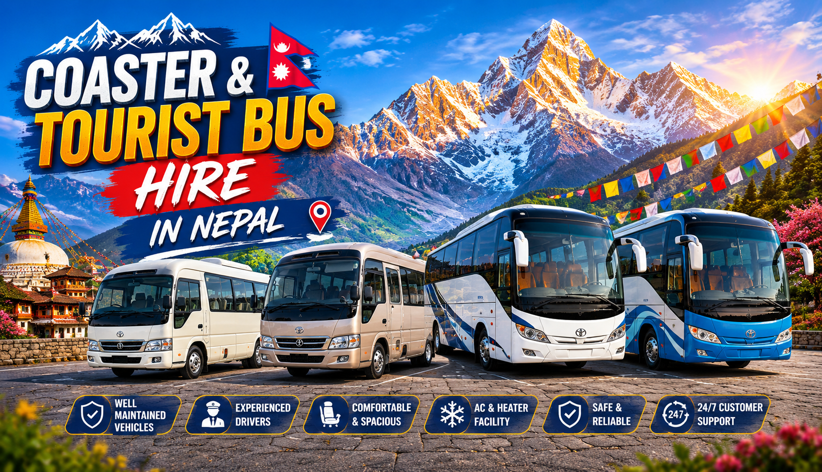 Coaster and Tourist Bus Hire in Nepal