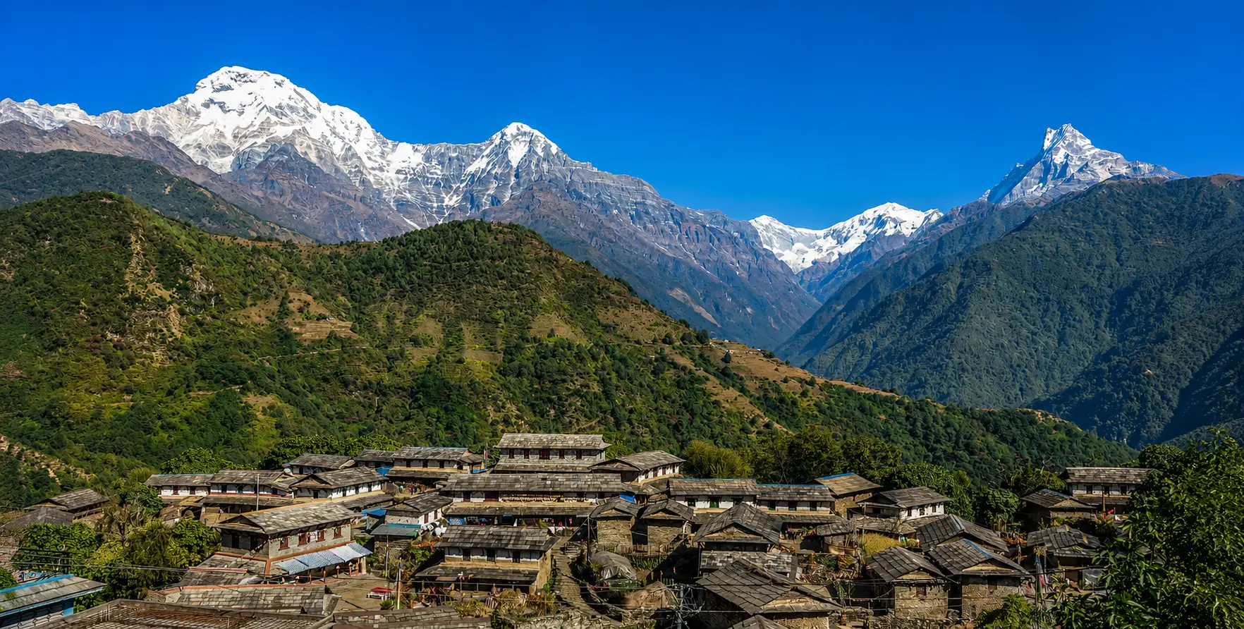 Kathmandu to Ghandruk Private Jeep hire-Nepal Valley Landscape Kathmandu to Ghandruk Private Jeep hire -Scenic Himalayan valley landscape