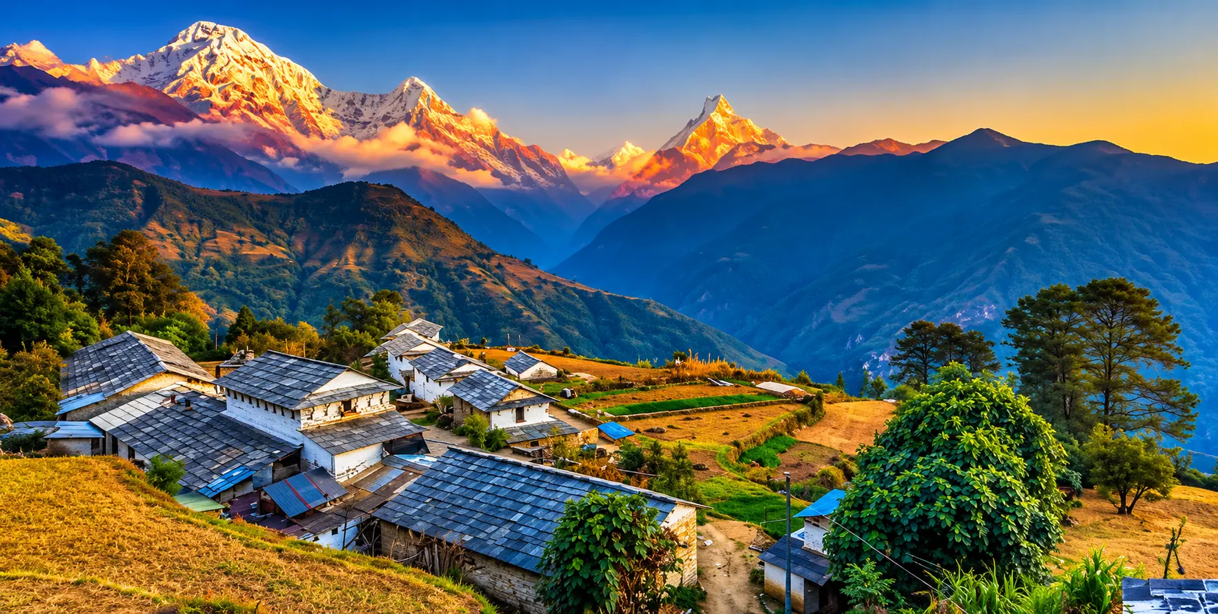 Panche-Annapurna Conservation Area-Himalayan mountain background for comfortable and adventurous travel. Panche-Annapurna Conservation Area-Himalayan mountain background for comfortable and adventurous travel.