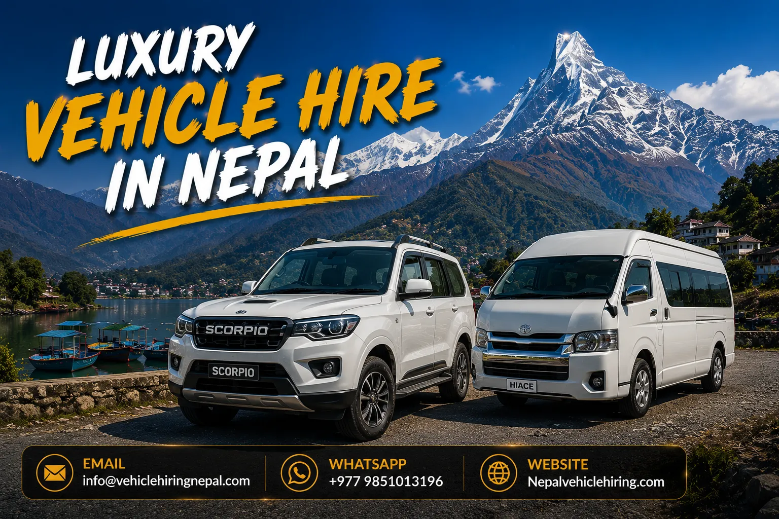 Luxury vehicle hire in Nepal featuring Land Cruiser, Prado, Fortuner, Mercedes-Benz, and premium SUVs with professional drivers