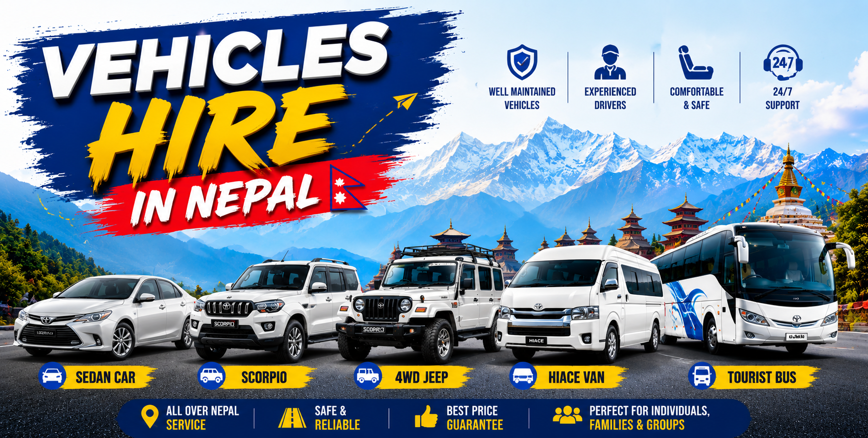 Kathmandu to Bandipur Vehicle Hire-– Professional Car, Jeep, Hiace, Coaster Bus, Tourist Bus and Luxury Transportation Services Kathmandu to Bandipur Vehicle Hire