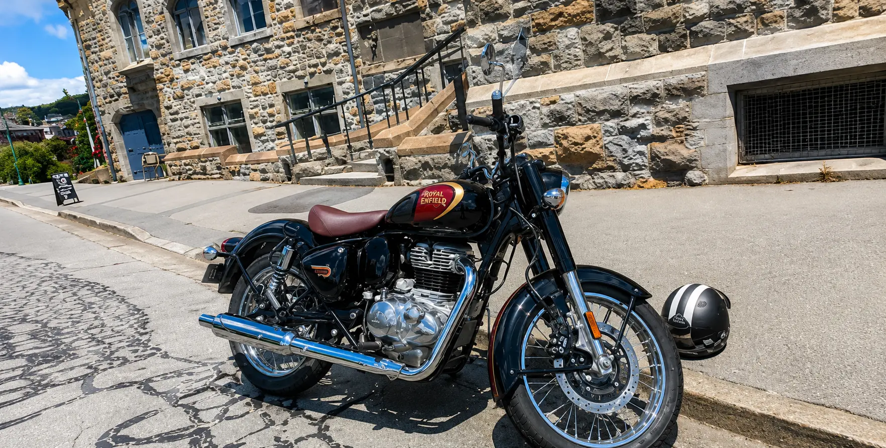 Royal Enfield Classic 350 Mustang Nepal Ride-Adventure Bike Hire in Nepal 2026 Best Motorcycle Rentals Nepal Royal Enfield Classic 350 motorcycle with the beautiful Mustang mountains in Nepal.