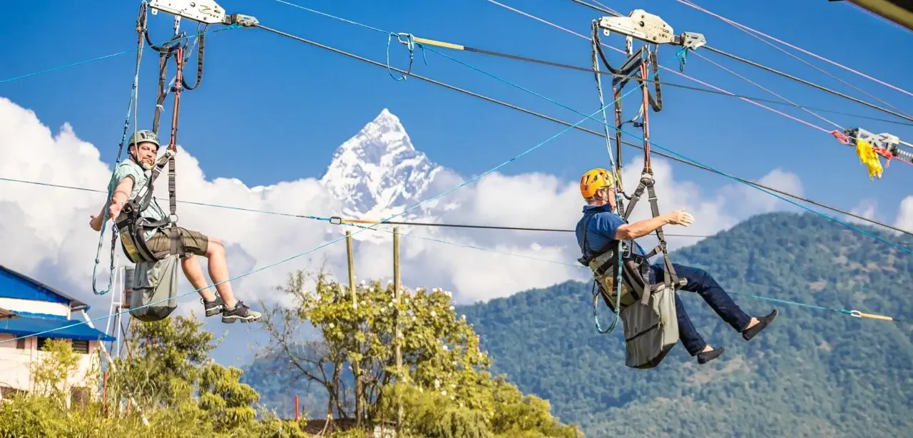 Top adventure destinations in Nepal featuring trekking, rafting, paragliding, mountain climbing, and scenic Himalayan landscapes