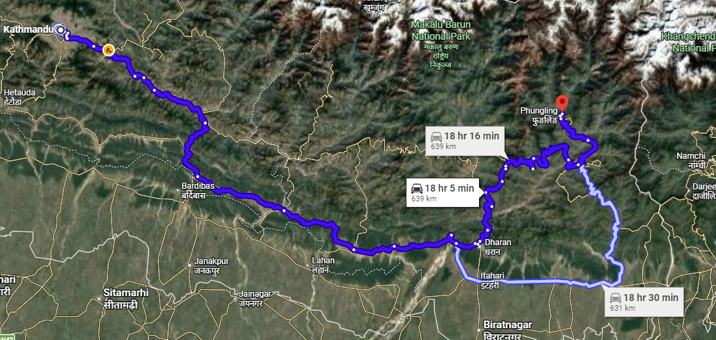 Kathmandu to Pathivara Transport with a private Scorpio and 4WD jeep traveling through the mountain roads of eastern Nepal