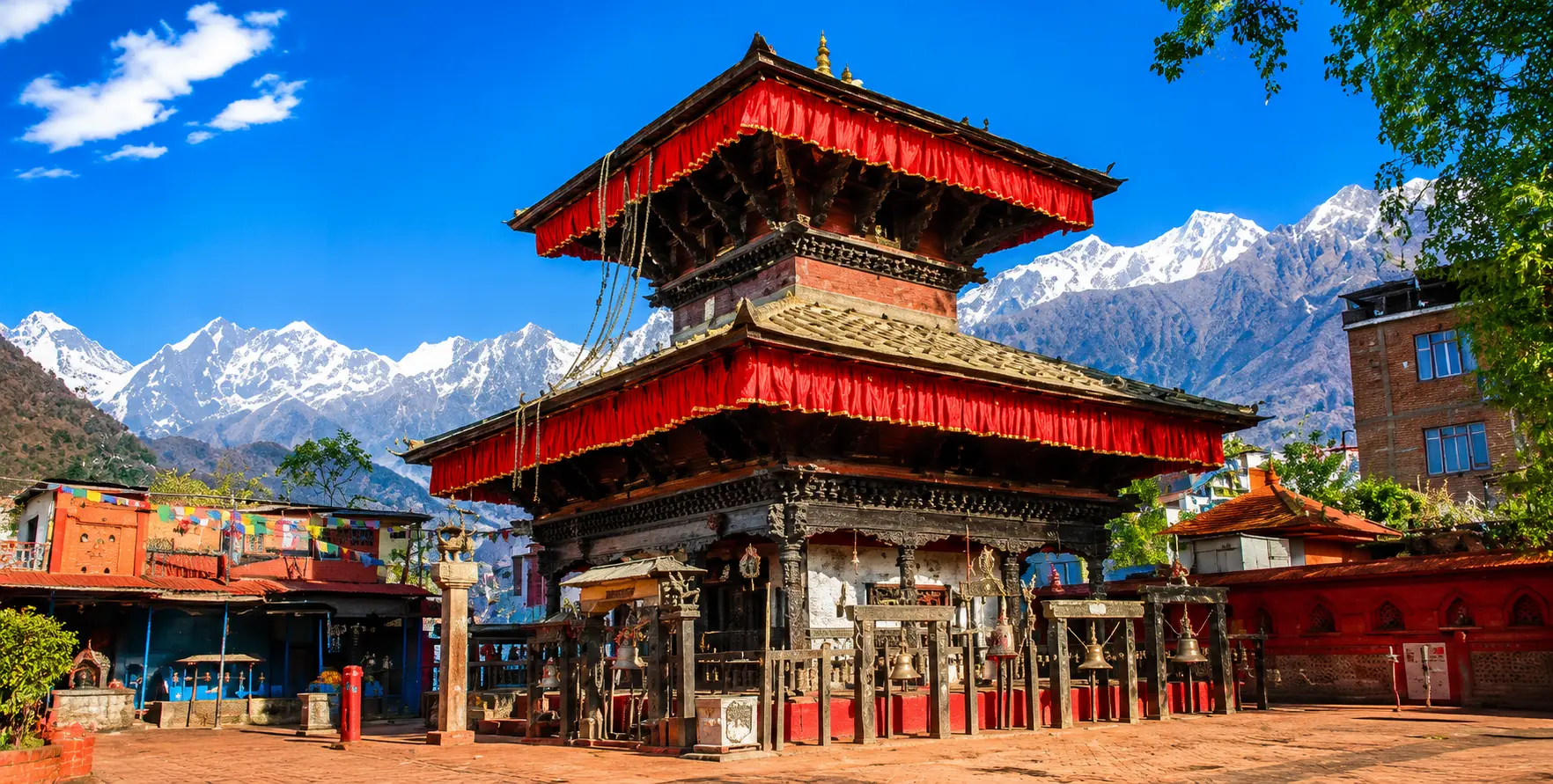 Manakamana Temple Gorkha Nepal Manakamana Temple in Gorkha, Nepal, a famous Hindu pilgrimage site reached by cable car with scenic Himalayan views.