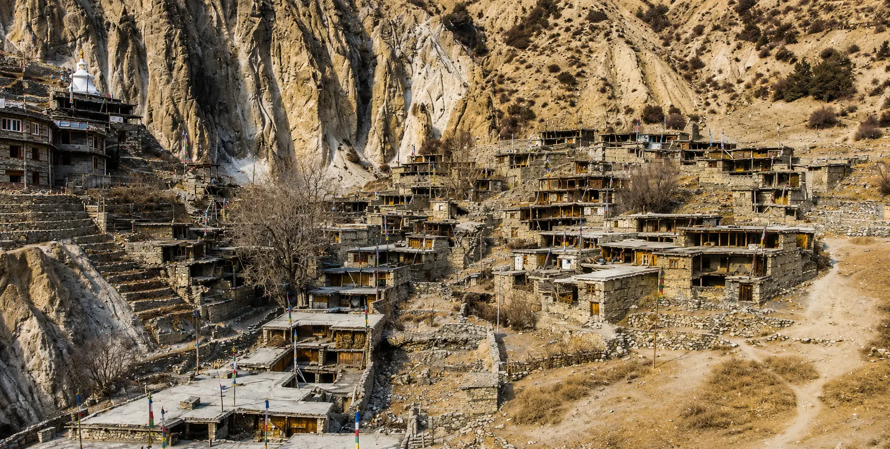 Private 4WD jeep driving on the Kathmandu to Manang road through Besisahar, Chame, and the Annapurna mountain landscape