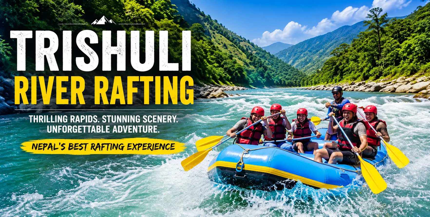 Top adventure destinations in Nepal featuring trekking, rafting, paragliding, mountain climbing, and scenic Himalayan landscapes