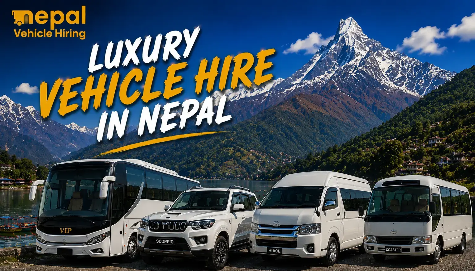 Book a Jhapa to Kathmandu vehicle hire with a private car, Scorpio SUV, 4WD jeep, Hiace van, Coaster bus, or tourist bus for a safe, comfortable, and reliable long-distance journey across Nepal.