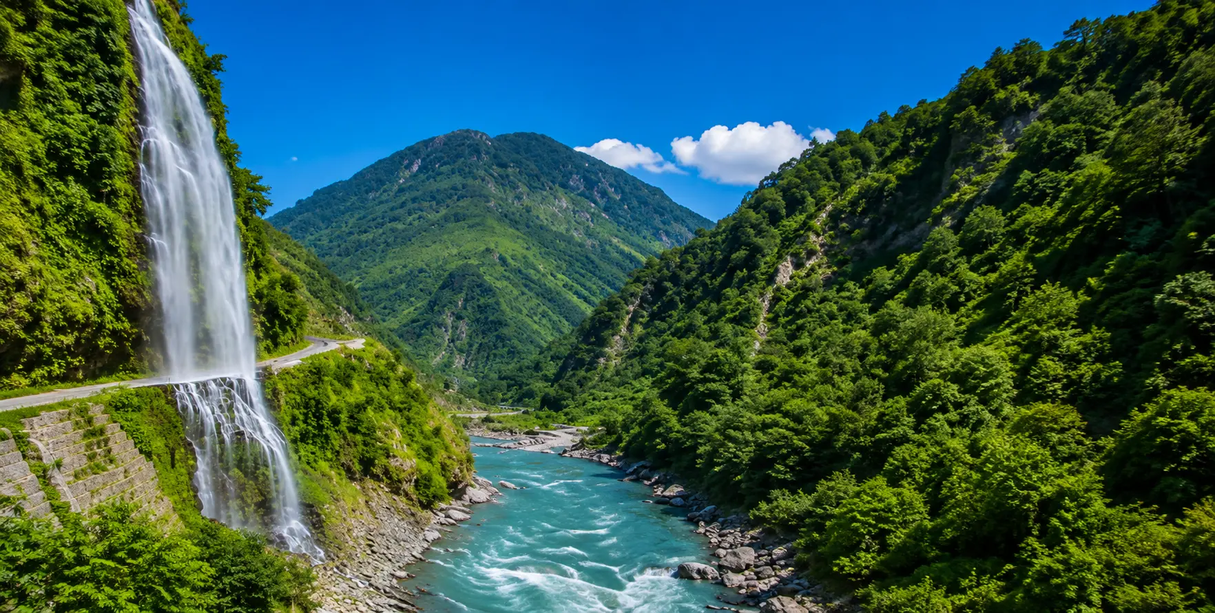 Water fall Choose the best vehicle for Rolwaling Valley with a private 4WD jeep or Scorpio SUV. Reliable mountain-road transport is ideal for reaching the Rolwaling Valley trekking area with luggage and trekking equipment.
