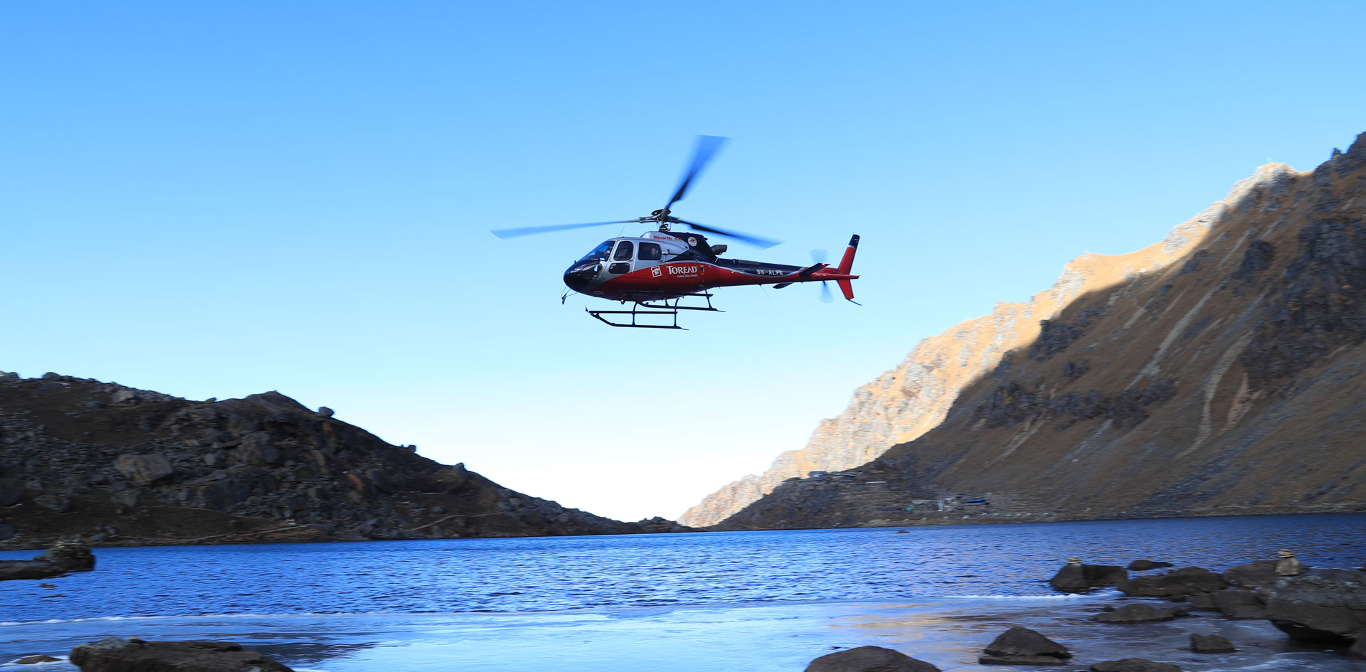 Experience the Langtang Valley and Gosaikunda Lake Helicopter Tour for spectacular views of Langtang Himal, Gosaikunda Lake, glaciers, and surrounding Himalayan peaks in a single day.